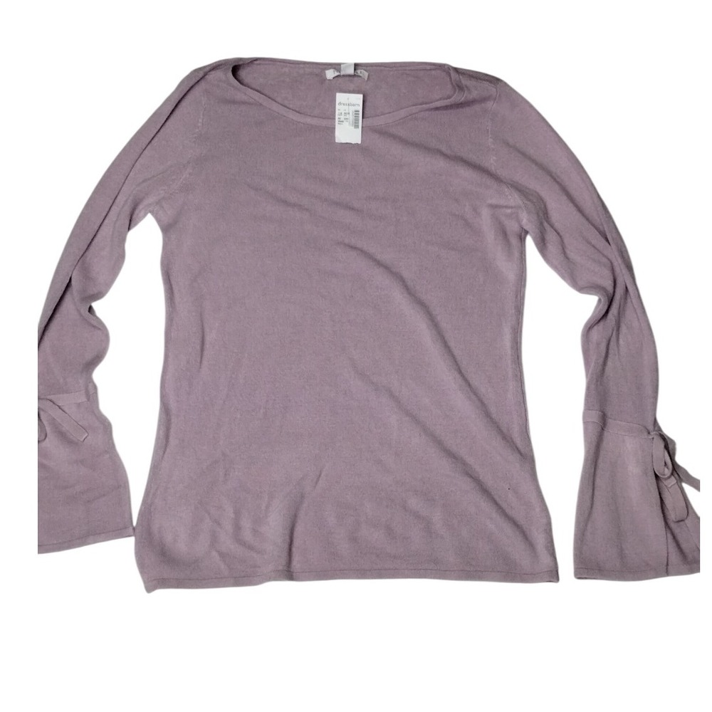 Roz & Ali Womens Knit Bell‎ Sleeve Top Sweater Lavender Purple Medium